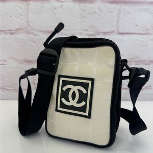 CHANEL Coco Mark Sport Line Mini Logo Bag White Black